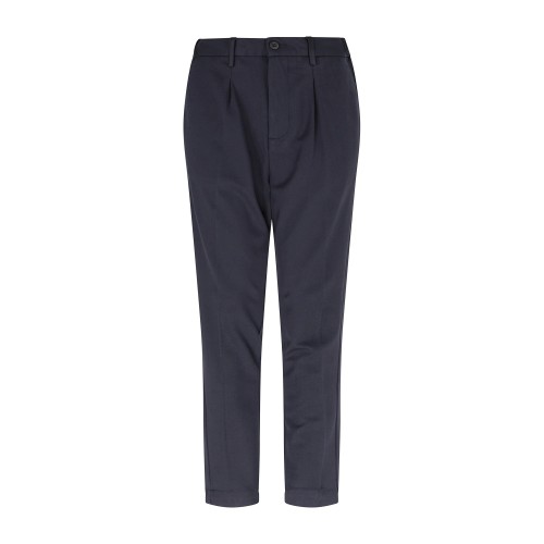 Markup - Pantalone blu in tessuto tecnico con mezzo elastico in vita e laccetti