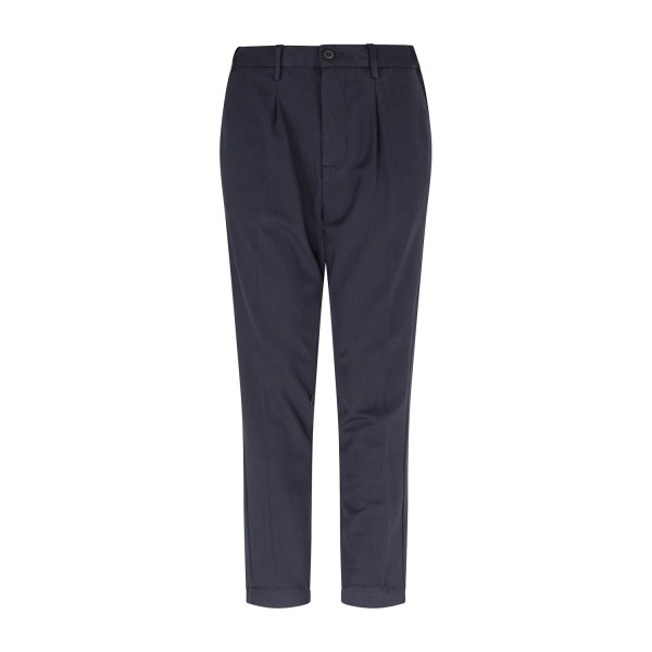 Markup - Pantalone blu in tessuto tecnico con mezzo elastico in vita e laccetti