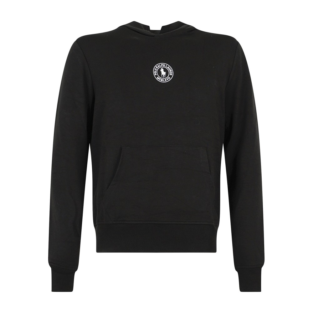 Polo Ralph Lauren - Felpa nera con cappuccio e stampa patch logo sul petto per