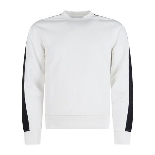 Armani Exchange | Felpa girocollo bianca in cotone con bande regular fit per