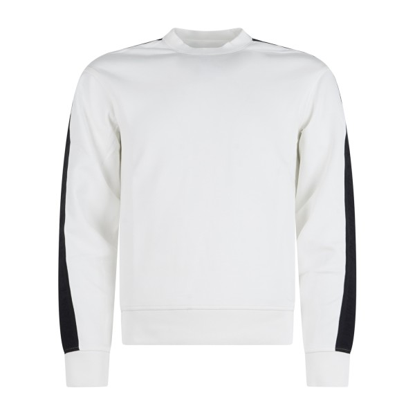 Armani Exchange | Felpa girocollo bianca in cotone con bande regular fit per