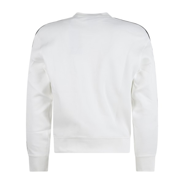 Armani Exchange | Felpa girocollo bianca in cotone con bande regular fit per