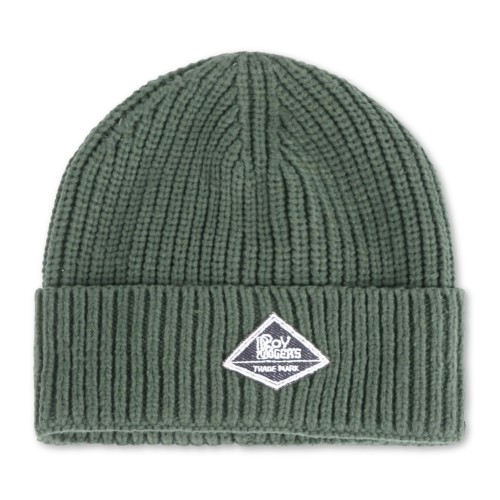 Roy Roger's - Cappello verde con lavorazione in maglia a coste e patch logo in