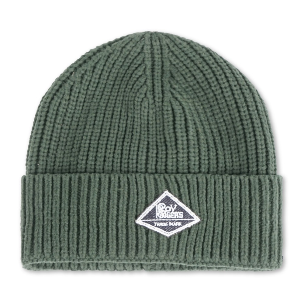 Roy Roger's - Cappello verde con lavorazione in maglia a coste e patch logo in