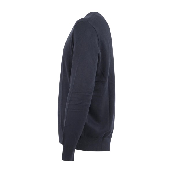 Armani Exchange - Maglione girocollo blu in cotone con logo ricamato regular