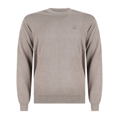 Armani Exchange - Maglione girocollo beige in misto cotone e viscosa con logo