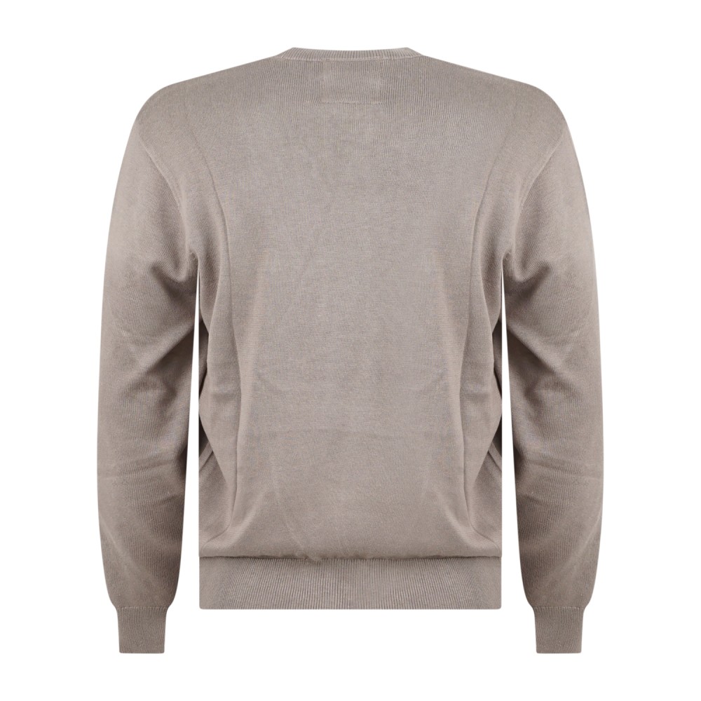 Armani Exchange - Maglione girocollo beige in misto cotone e viscosa con logo
