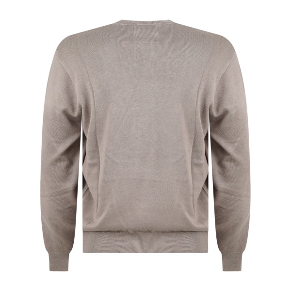 Armani Exchange - Maglione girocollo beige in misto cotone e viscosa con logo