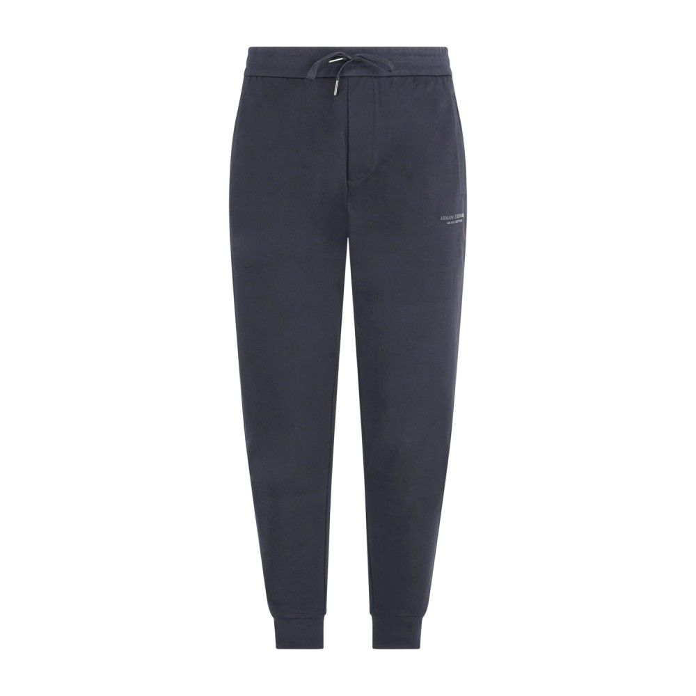 Armani Exchange - Pantalone tuta blu con stampa logo regular fit per uomo |