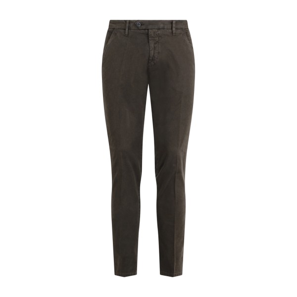 Roy Roger's - Pantalone New Rolf marrone tasca a filo slim fit in gabardina per
