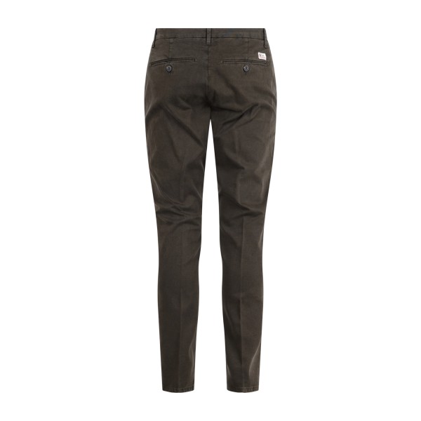 Roy Roger's - Pantalone New Rolf marrone tasca a filo slim fit in gabardina per