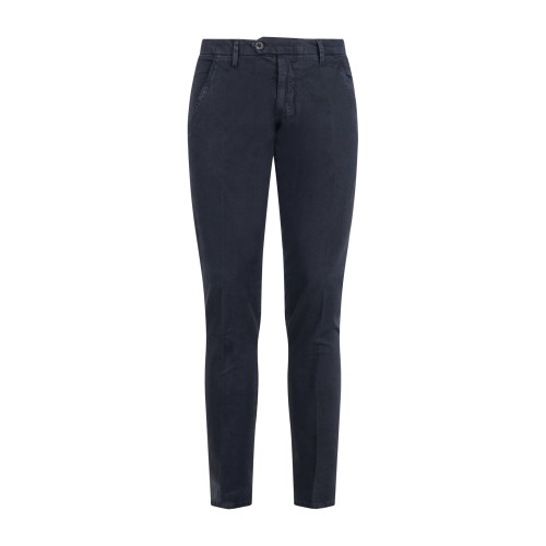 Roy Roger's - Pantalone New Rolf blu tasca a filo slim fit in gabardina per