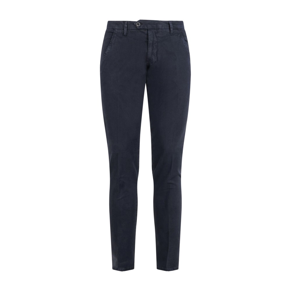 Roy Roger's - Pantalone New Rolf blu tasca a filo slim fit in gabardina per