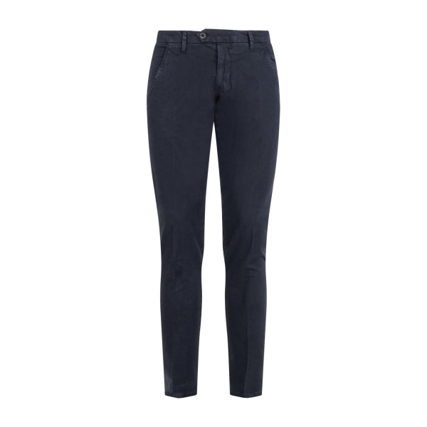 Roy Roger's - Pantalone New Rolf blu tasca a filo slim fit in gabardina per