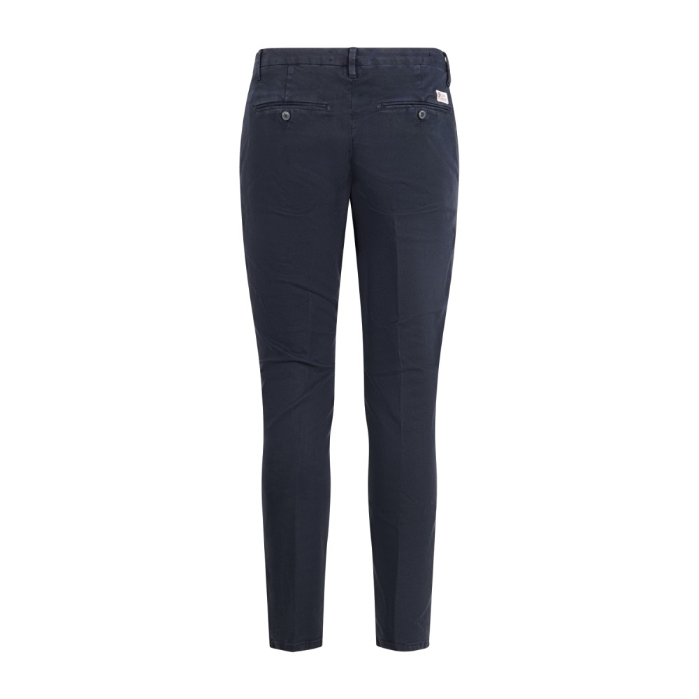 Roy Roger's - Pantalone New Rolf blu tasca a filo slim fit in gabardina per