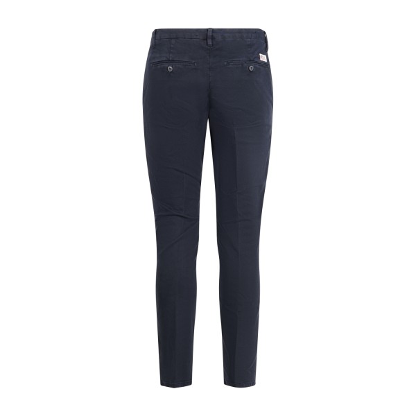 Roy Roger's - Pantalone New Rolf blu tasca a filo slim fit in gabardina per