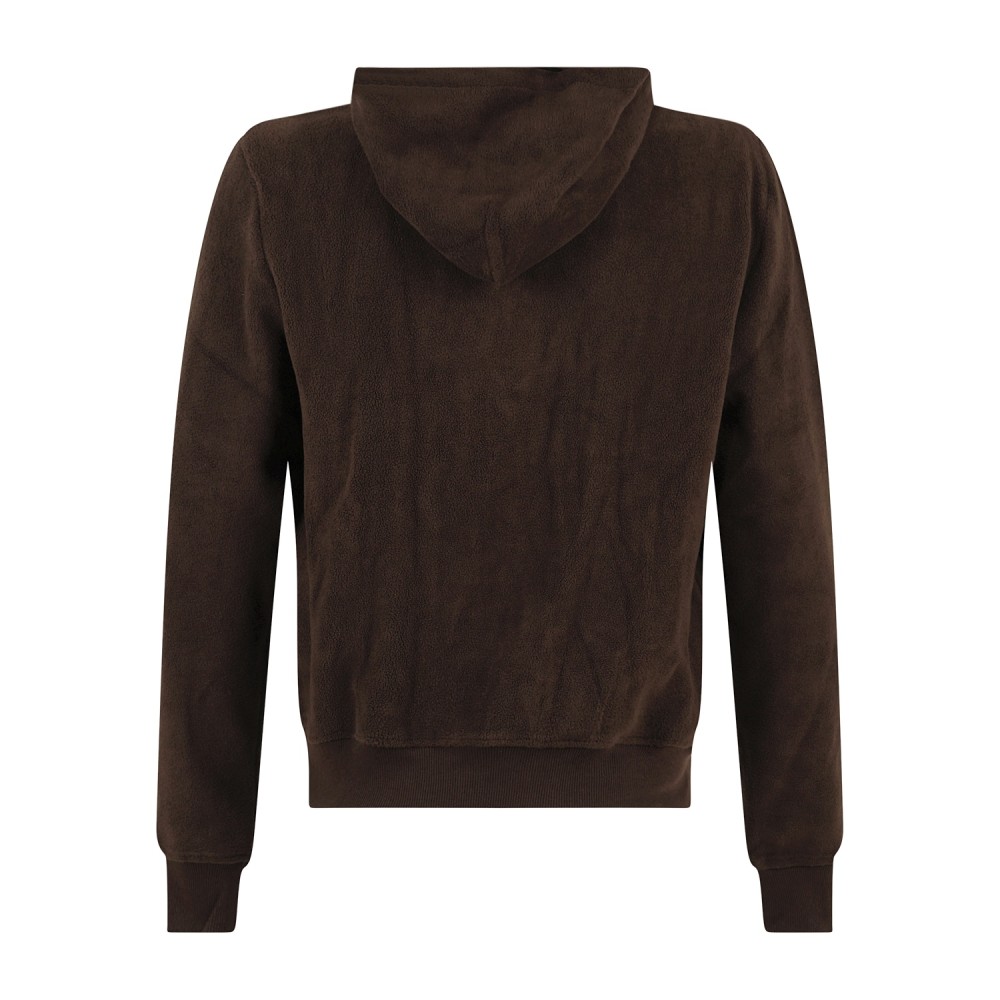 Polo Ralph Lauren - Felpa marrone in pile con cappuccio e patch logo ricamato