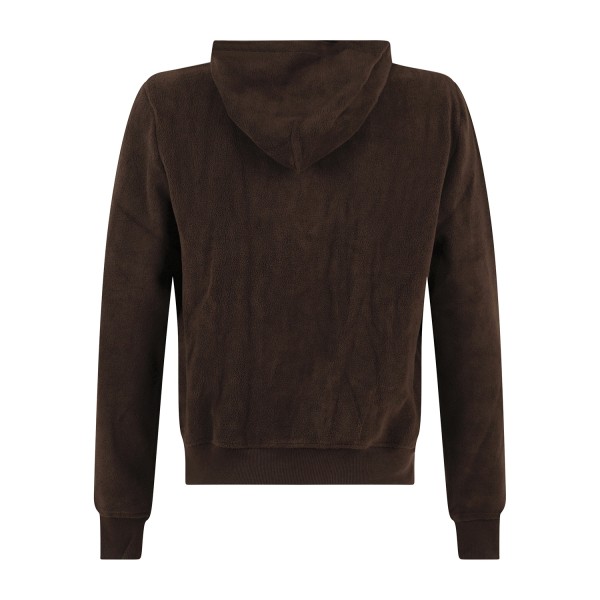 Polo Ralph Lauren - Felpa marrone in pile con cappuccio e patch logo ricamato