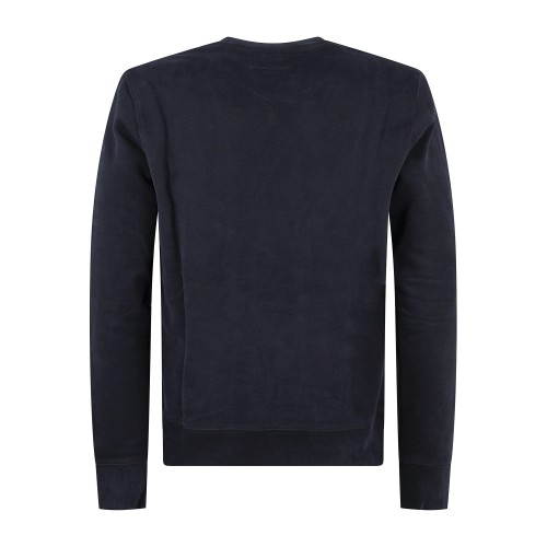 Roy Roger's - Felpa blu girocollo con taschino in jeans sul petto per uomo | 2