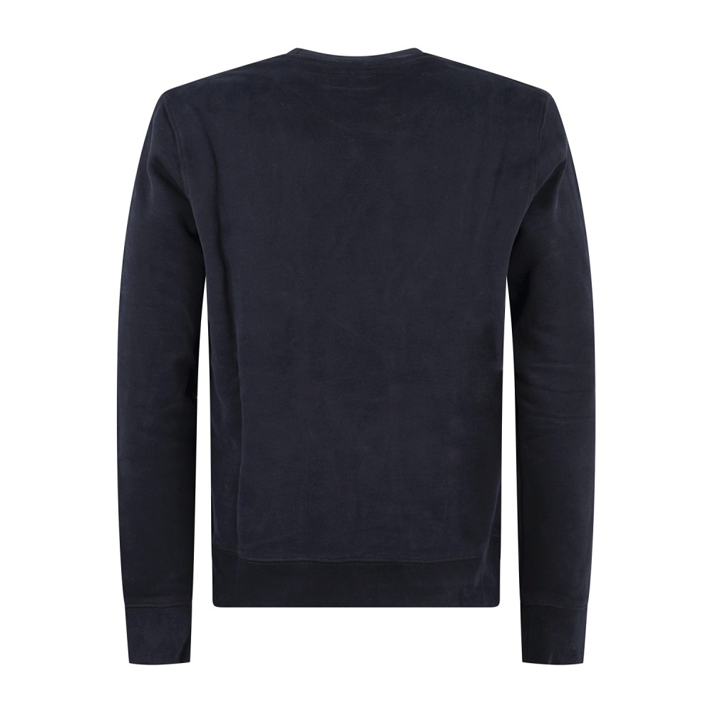 Roy Roger's - Felpa blu girocollo con taschino in jeans sul petto per uomo |