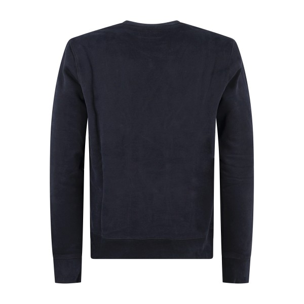 Roy Roger's - Felpa blu girocollo con taschino in jeans sul petto per uomo |