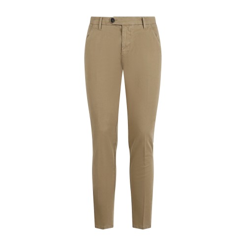 Roy Roger's - Pantalone New Rolf beige tasca a filo slim fit in gabardina per