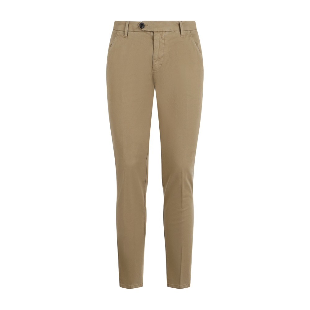 Roy Roger's - Pantalone New Rolf beige tasca a filo slim fit in gabardina per