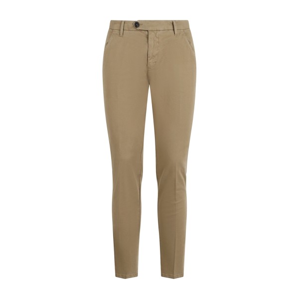 Roy Roger's - Pantalone New Rolf beige tasca a filo slim fit in gabardina per