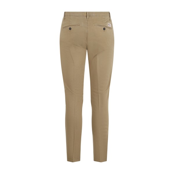 Roy Roger's - Pantalone New Rolf beige tasca a filo slim fit in gabardina per