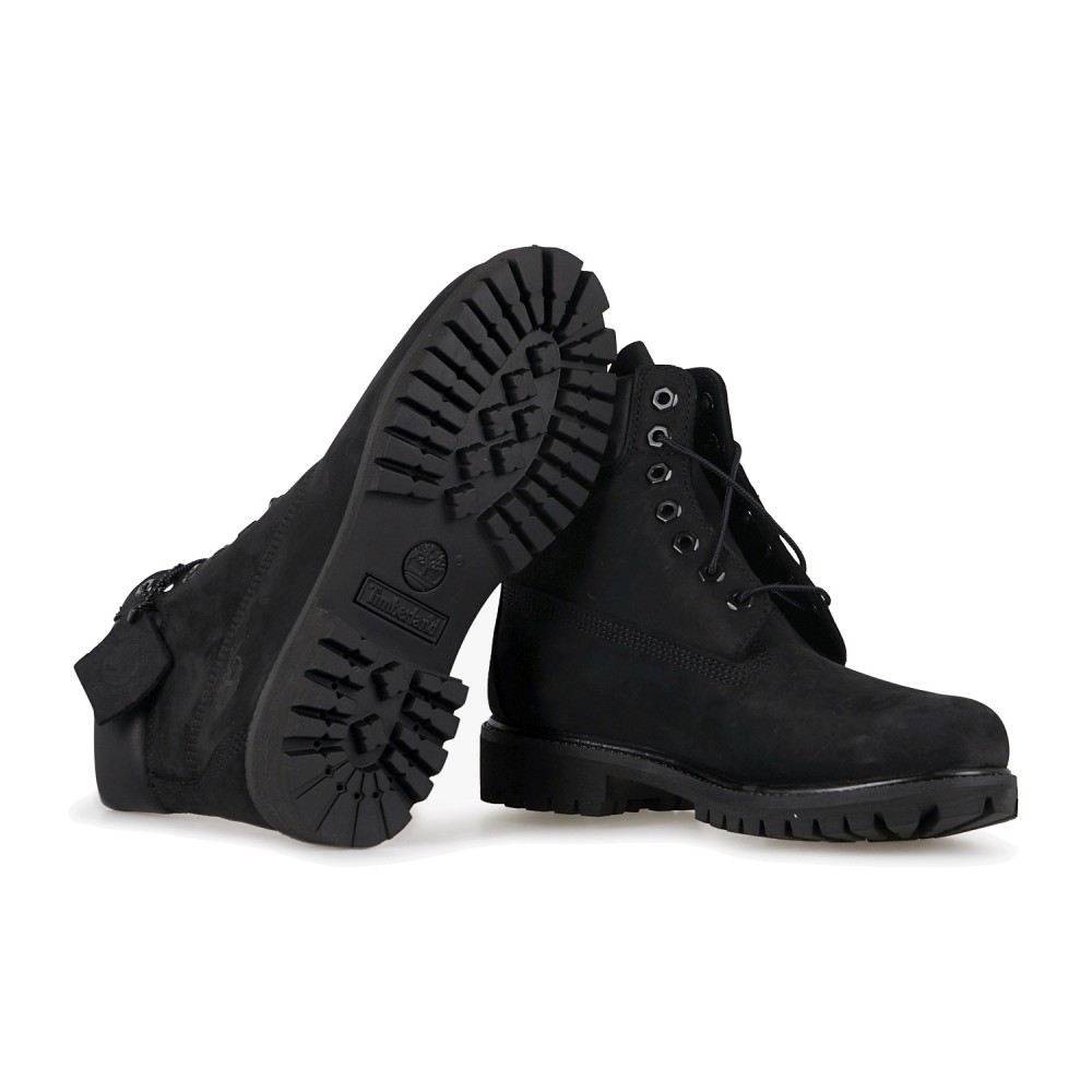 Timberland - Stivale nero Premium 6 Inch impermeabile in nabuk con lacci per