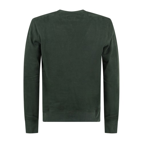 Roy Roger's - Felpa verde girocollo con taschino in jeans sul petto per uomo | 2