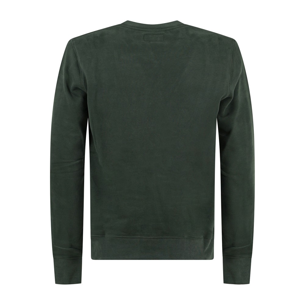 Roy Roger's - Felpa verde girocollo con taschino in jeans sul petto per uomo |