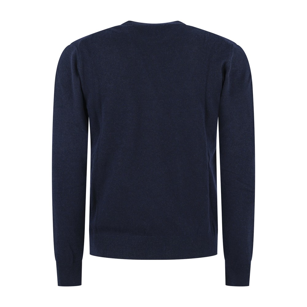 Roy Roger's - Maglione girocollo blu in lana e cashmere per uomo |