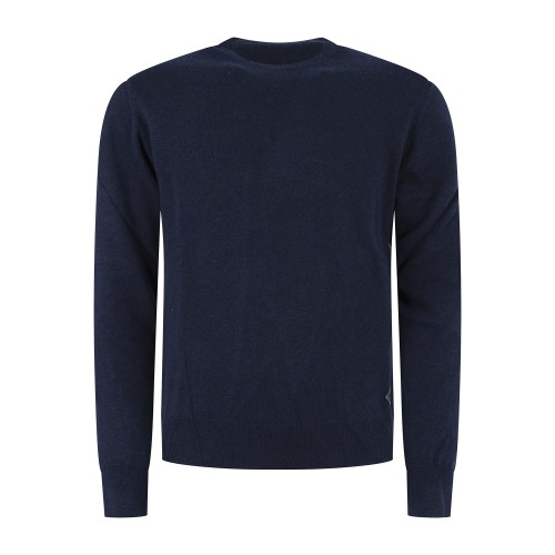 Roy Roger's - Maglione girocollo blu in lana e cashmere per uomo |