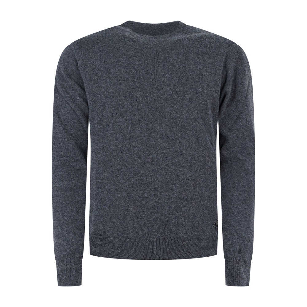 Roy Roger's - Maglione girocollo grigio in lana e cashmere per uomo |