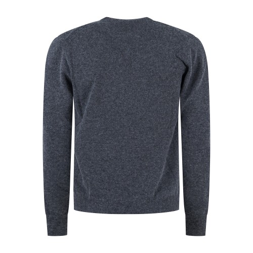 Roy Roger's - Maglione girocollo grigio in lana e cashmere per uomo | 2