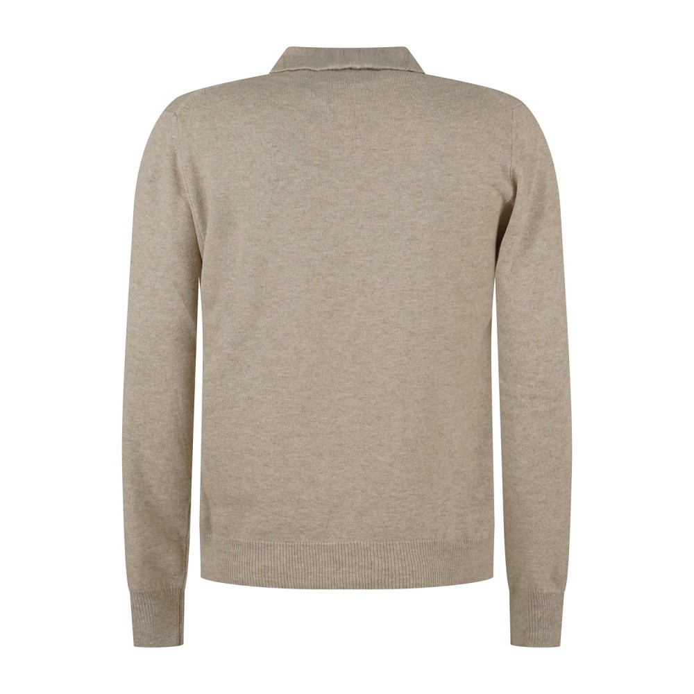 Roy Roger's - Polo beige senza bottoni manica lunga in lana e cashmere per uomo