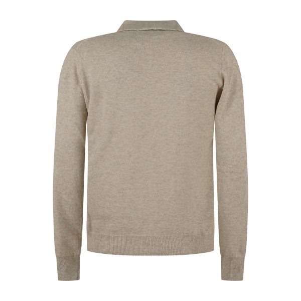 Roy Roger's - Polo beige senza bottoni manica lunga in lana e cashmere per uomo