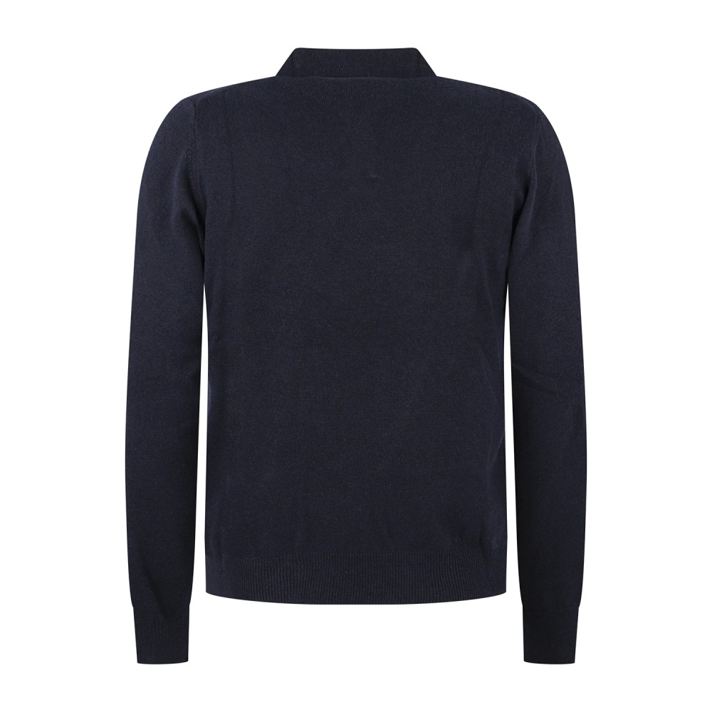 Roy Roger's - Polo blu senza bottoni manica lunga in lana e cashmere per uomo |