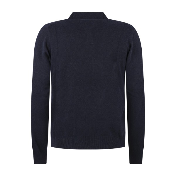 Roy Roger's - Polo blu senza bottoni manica lunga in lana e cashmere per uomo |