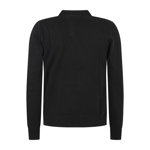 Roy Roger's - Polo nera senza bottoni manica lunga in lana e cashmere per uomo 2