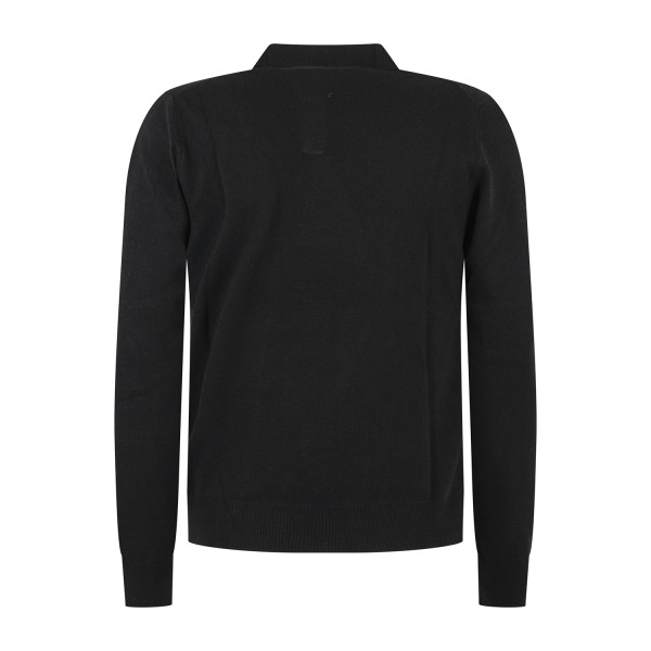 Roy Roger's - Polo nera senza bottoni manica lunga in lana e cashmere per uomo