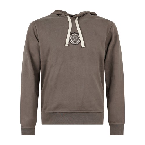 Armani Exchange - Felpa beige con cappuccio in cotone con logo ricamato regular