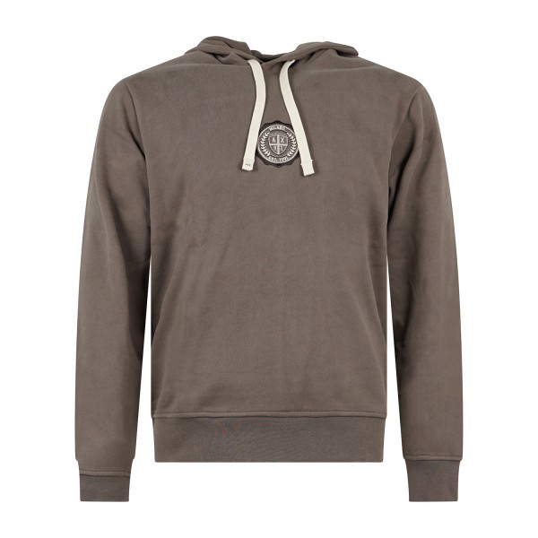 Armani Exchange - Felpa beige con cappuccio in cotone con logo ricamato regular