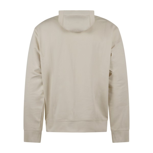 Armani Exchange - Felpa bianca con cappuccio in cotone con logo ricamato