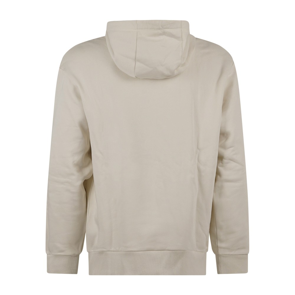 Armani Exchange - Felpa cappuccio bianca in cotone con stampa logo relaxed fit