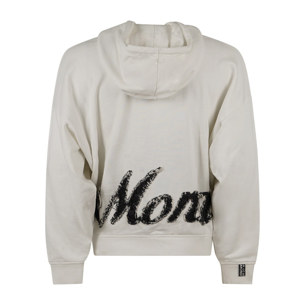 Richmond X - Felpa con cappuccio bianca con logo ricamato relaxed fit per uomo
