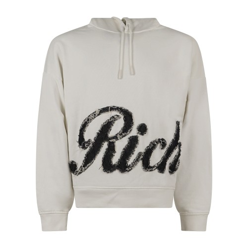 Richmond X - Felpa con cappuccio bianca con logo ricamato relaxed fit per uomo