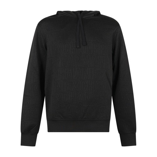 Armani Exchange - Felpa cappuccio nera jacquard regular fit per uomo | xm002906