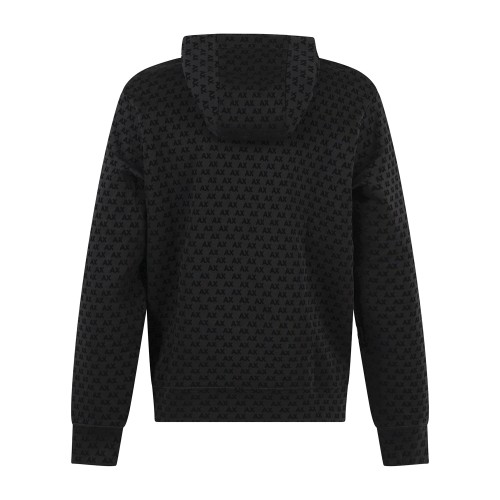 Armani Exchange - Felpa cappuccio nera in cotone con stampa logo regular fit 2
